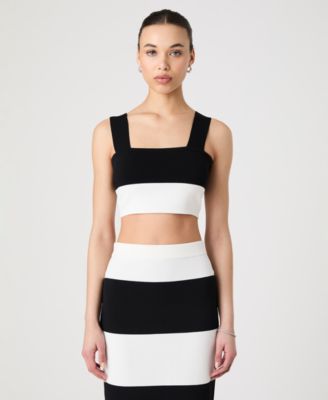 French Connection - Women's Sleeveless Bodycon Colorblock Knit Top