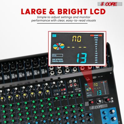 Audio DJ Mixer 20 Channel Sound Board Console w 24 SPX Effect 48V Phantom Power MX 20CH XU