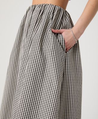 Women's Pull-On Gingham Midi Skirt