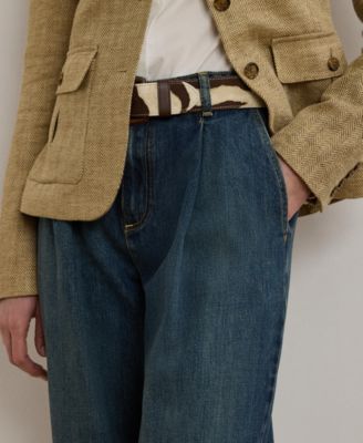 Women's High-Rise Pleated Wide-Leg Jeans