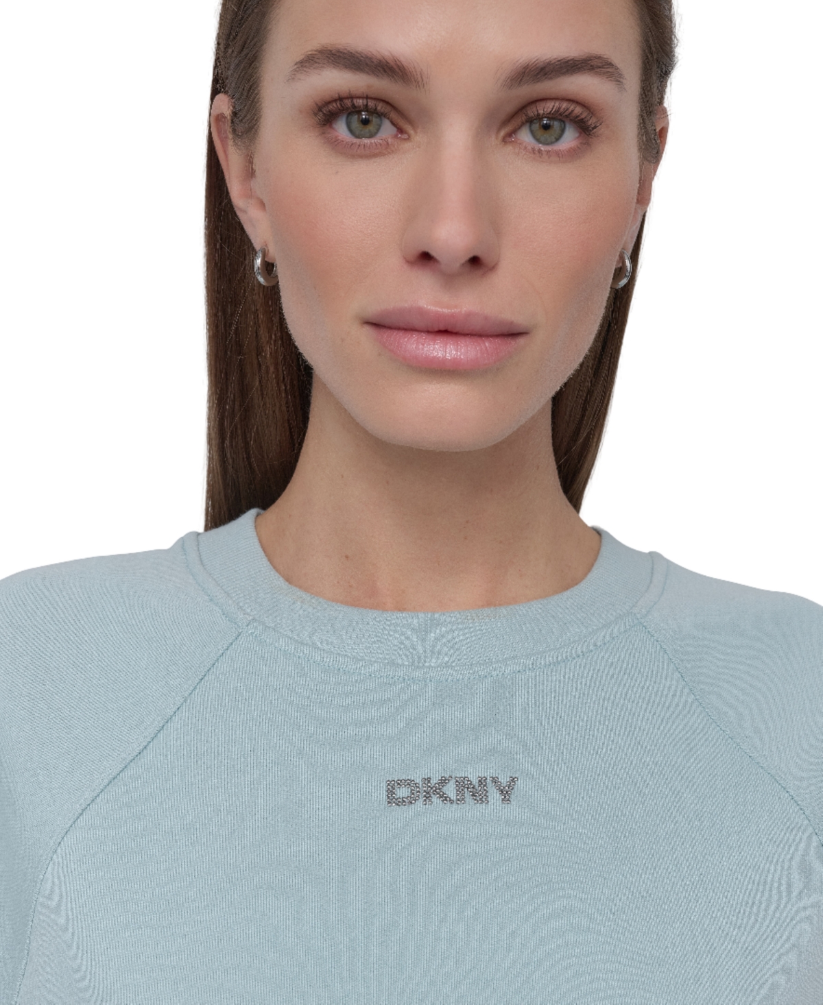 Shop Dkny Women's Mini Stud Logo Short Sleeve Cropped Top