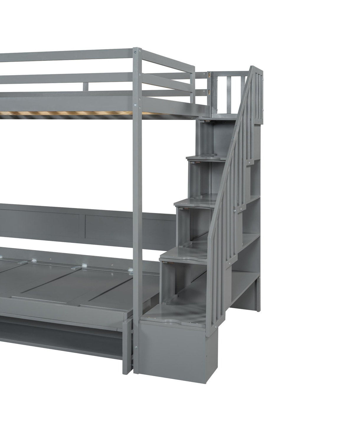 Full Over Full Size Murphy Bed with Hydraulic Lift & Desk Design