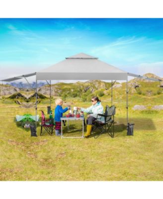 10 x 17.6 Feet Outdoor Instant Pop-up Canopy Tent with Dual Half Awnings-White