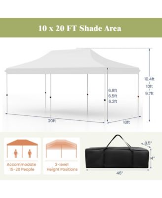 10 x 20 FT Pop-up Canopy Tent with Carrying Bag-White