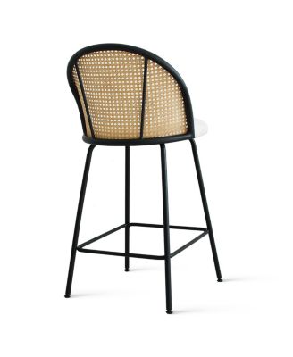 Set of 4 Faux Rattan Back Counter Height Stools, 26.7'' Seat Height Chairs for Kitchen Island-Maison Boucle