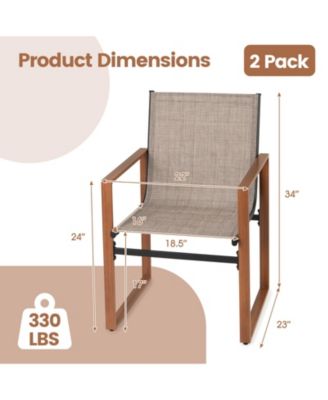 Outdoor Dining Chairs with Breathable Seat and Backrest Set of 2-Brown