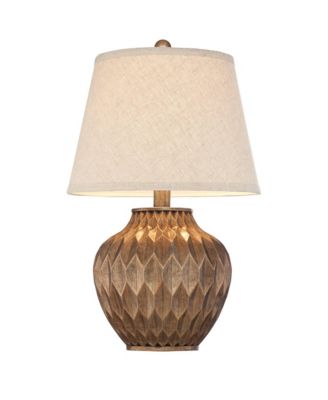 Modern Accent Table Lamps 22" High Set of 2 Warm Bronze Geometric Urn Tapered Drum Shade for Living Room Family Bedroom Office