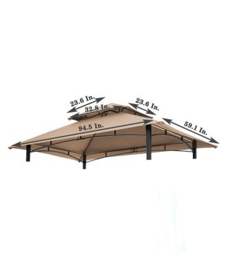 8x5Ft Grill Gazebo Replacement Canopy,Double Tiered BBQ Tent Roof Top Cover