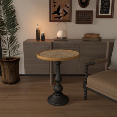 19.9inch Wooden End Table Retro Side Table Round French Country Accent Coffee Table for Living Room