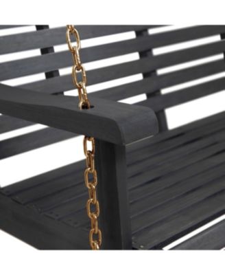 Patio  Porch Swing with Slat Design, 2-Seater Hanging Bench with 8 FT Chains
