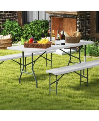 6 ft Portable Folding Table 350 LBS Fold-in-Half Table with HDPE Tabletop-White