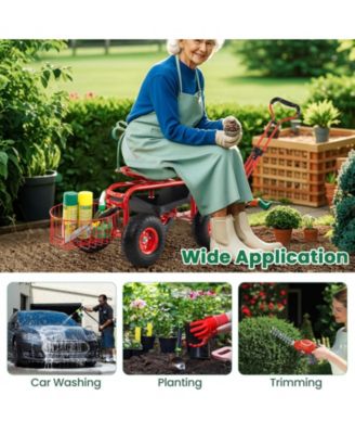 Heavy Duty Garden Cart with Tool Tray and 360 Swivel Seat