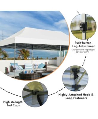 10 x 20 Feet Adjustable Folding Heavy Duty Sun Shelter with Carrying Bag-White