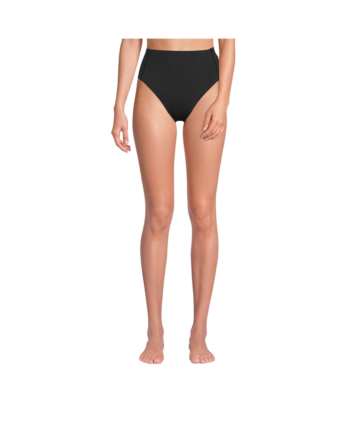 Women's Tugless QuickDry High Waisted High Leg Bikini Bottoms - Black