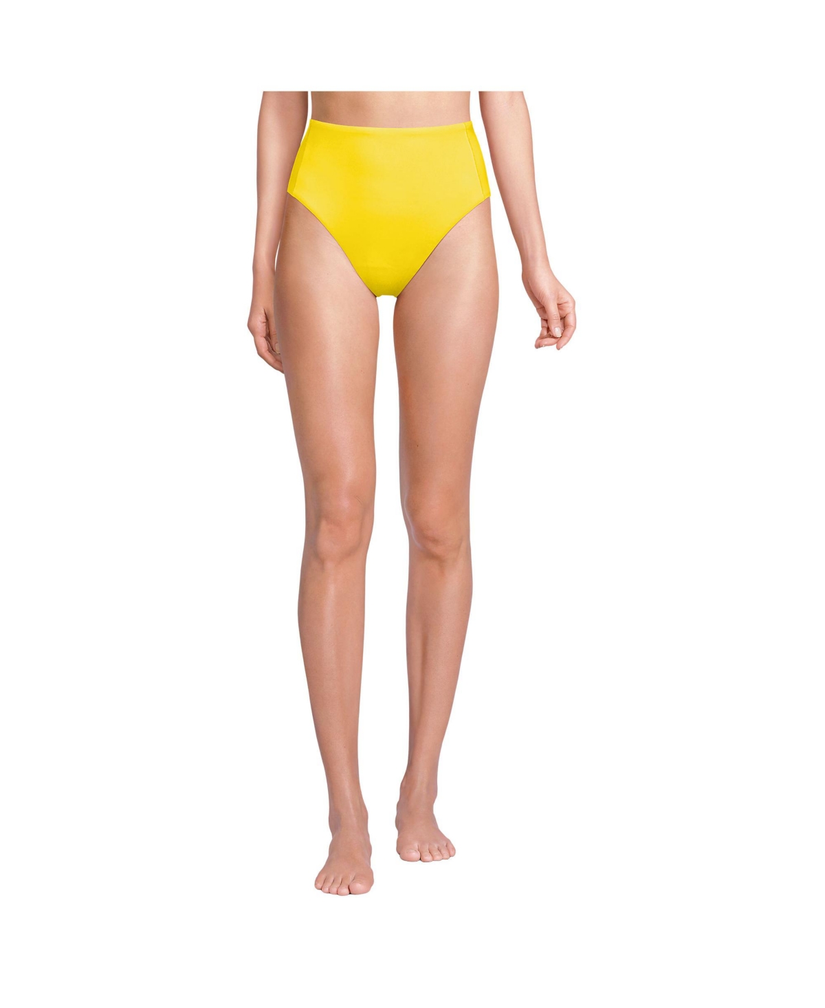 Women's Tugless QuickDry High Waisted High Leg Bikini Bottoms - Black
