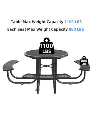 Round Outdoor Steel Picnic Table 46" with umbrella pole