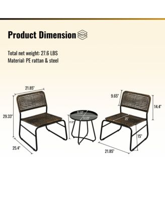 Patio Furniture Set 3 Piece Mixture Pattern PE Rattan Steel Frame And Modern Round Table