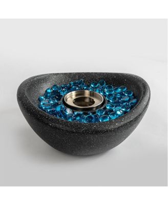 11 in. W Direct Vent Portable Concrete Ethanol Tabletop Fireplace in White and Blue