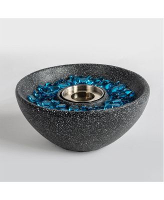 Black Tabletop Fire Pit Portable Ethanol Fireplace Indoor Outdoor Concrete Fire Bowl with Glass Beads