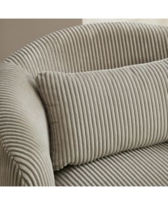 Single Piece  Metal 34" Wide Corduroy Swivel Barrel Chair with Pillow