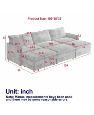 Corduroy Cloud Sofa with Footrests & Cushions