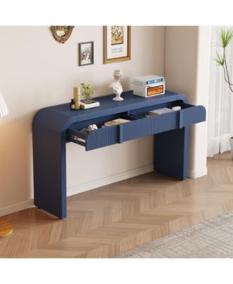 Modern Rounded Console Table with 2 Drawers