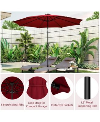 10 Feet Patio Umbrella with 112 Solar Lights and Crank Handle