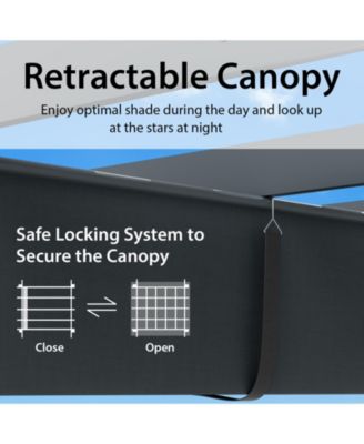 10 x 12 Feet Outdoor Aluminum Retractable Pergola Canopy Shelter Grape Trellis-Gray