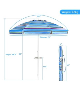 7.2 Feet Portable Outdoor Beach Umbrella with Sand Anchor and Tilt Mechanism