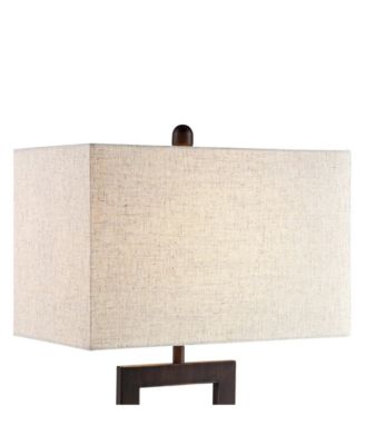 Todd Modern Table Lamps 30" Tall Set of 2 Bronze with USB and AC Power Outlet in Base Oatmeal Shade for Bedroom Living Room Bedside Desk