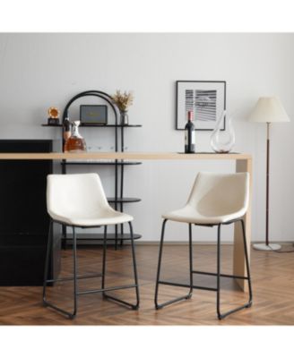 Streamdale Vintage Faux Leather Counter Stools (Set of 2)