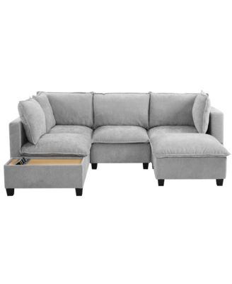 90" U-Shaped Sectional Sofa Ottoman & Charging