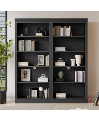 83" Wood Bookcase with Light 5-Tier Adjustable Shelves