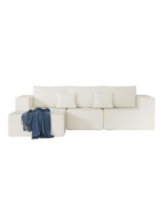 Corduroy Sectional Sofa with Chaise Lounge