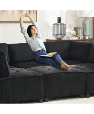 U-Shaped Modular Sectional Sofa with Reversible Chaise