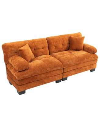 Streamdale Orange Chenille Sectional Sofa Sleeper