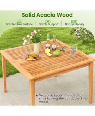 39 Inch Acacia Wood Dining Square Bistro Table with 1.96 Inch Umbrella Hole