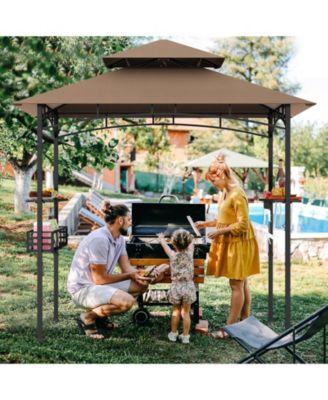 8 x 5 Feet Outdoor Grill Gazebo with 2 Side Shelves and 10 Hooks
