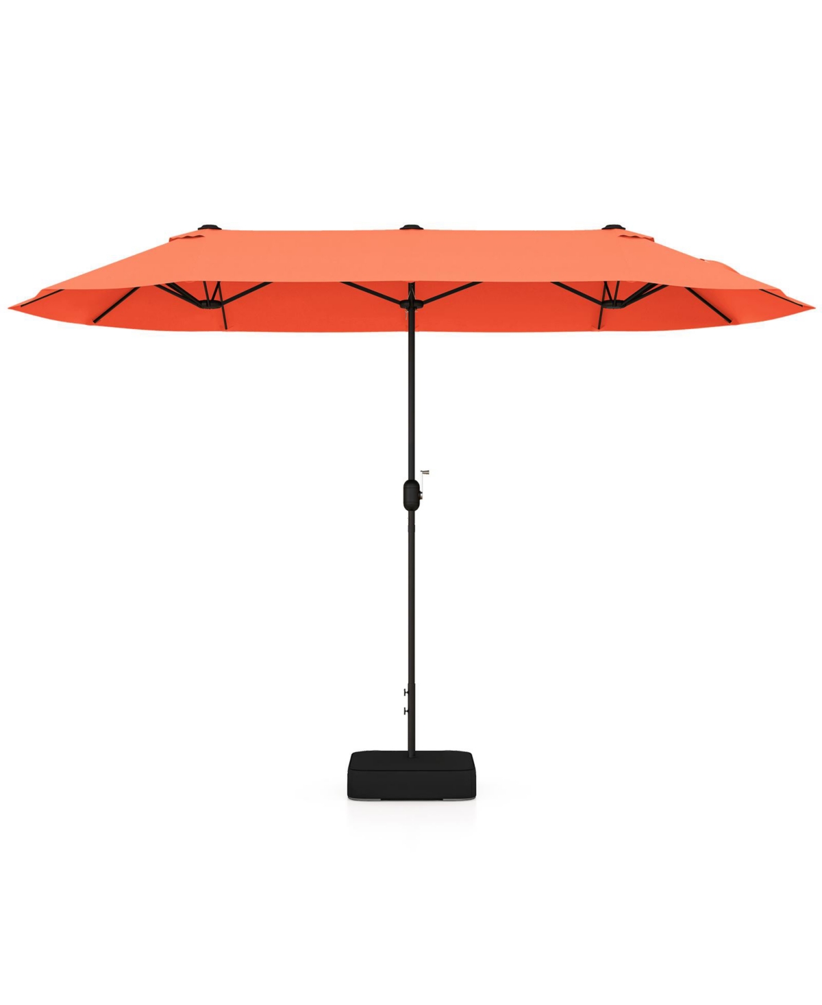 13 Feet Double-Sided Patio Twin Table Umbrella with Crank Handle-Orange - Orange