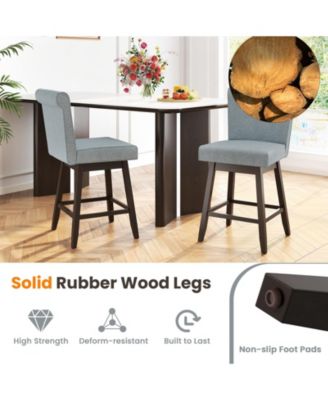 27 Inch Counter Height Bar Chairs with Rubber Wood Legs Set of 2