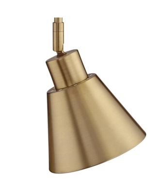  Set of 2 Brass Plug-in Light Fixture Tapered Metal Shade Marybel Modern Swing Arm Wall Lamps