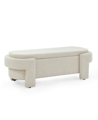 Foam Beige Upholstered Storage Bench (51.5"X20.5"X17")