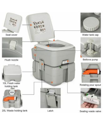 5.3 Gallon Portable Toilet with Waste Tank and Built-in Rotating Spout