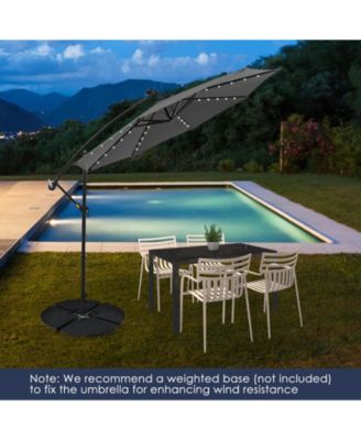 10 Feet Solar Offset Hanging Umbrella with 40 Lamp Beads and Solar Panel