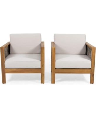 Streamdale Acacia Wood Club Chairs (Set of 2) - Teak Finish