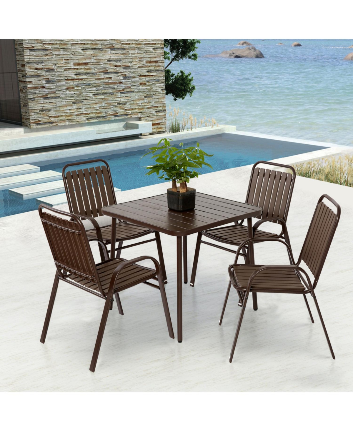 Streamdale Brown 5-Piece Outdoor Dining Set