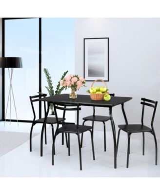 5 Pieces Dining Table Set with 4 Chairs and Backrests