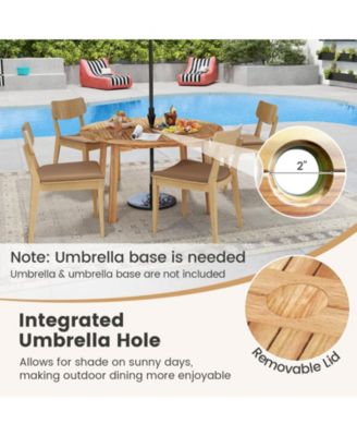 53 Inch Outdoor Acacia Wood Dining Table for 4-6 People