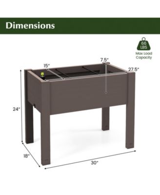 53L Raised Bed Grow Box Self-Watering Water Level Monitor Planter Box Stand
