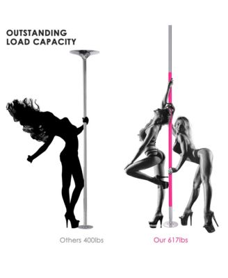 11.7 Ft Static Spinning Dancing Pole Kit 45mm Silicone Party Club Exercise Pink